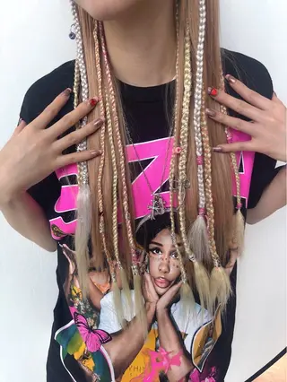 ロング 韓国エクステ／羽エク ダブルスキル💛のヘアスタイル