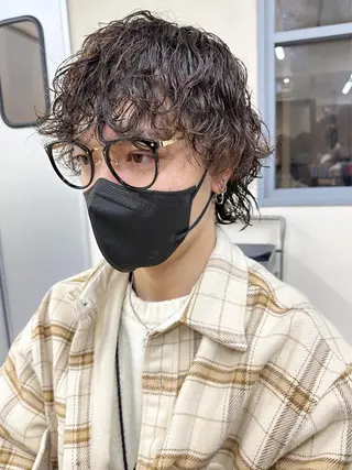 ミディアム パーマ メンズ メンズパーマ メンズ特化ryoのヘアスタイル