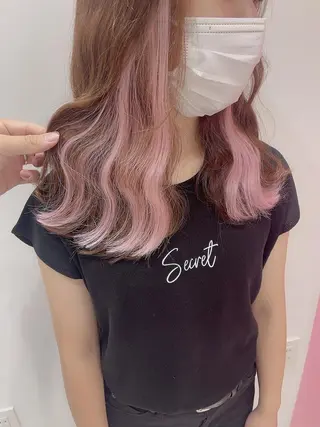 セミロング カラー インナーエクステ渋谷 🦋KAJIのヘアスタイル