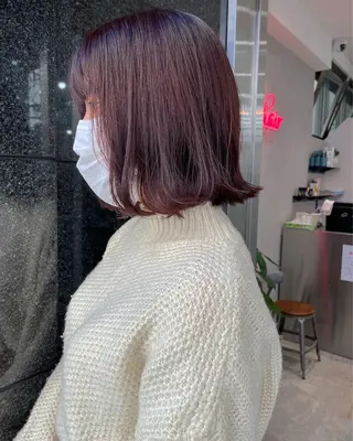 ミディアム カラー オリーブ/アッシュ やわらか透明感カラーのヘアスタイル