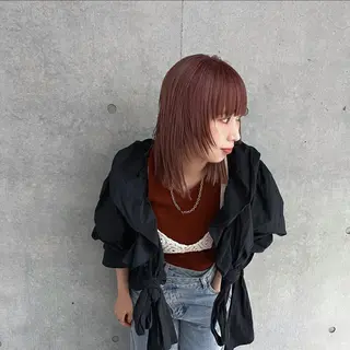 ミディアム カラー 暖色カラー/ピンク カラー/HARUKAのヘアスタイル