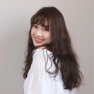 ロング カラー パーマ 薬院:今泉/上川美幸 ボブ/顔周りレイヤーのヘアスタイル