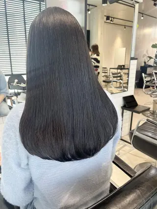ロング カラー パーマ ヘアアレンジ 透明感/オリーブ/ グレージュ/YUKAのヘアスタイル