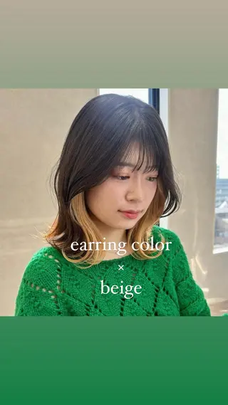 ミディアム ハイトーンイヤ リングカラー清水隆央のヘアスタイル