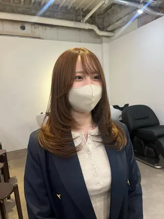 セミロング カラー Sanaダブルカラー ✨️パルコ徒歩1分のヘアスタイル