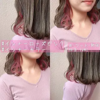 ミディアム カラー ヘアアレンジ 新宿駅近♡友達とOK 🦋W -ワット -のヘアスタイル