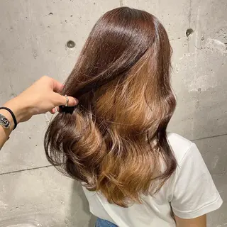 セミロング カラー エフェクトブリーチ 🌟前澤啓太朗のヘアスタイル