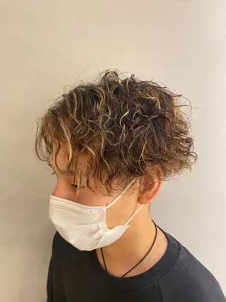 ショート カラー パーマ メンズ 梅田茶屋町メンズ 専門美容師 山元一平のヘアスタイル