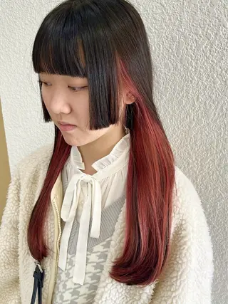 ロング カラー レイヤーカット☆顔ま わりカット＊田村りおのヘアスタイル