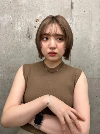 ショート ひなこ♡縮毛矯正/ 艶カラー🤍透明感のヘアスタイル
