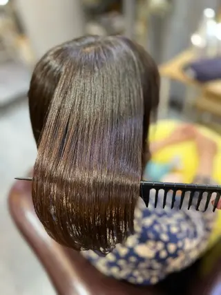 ミディアム カラー パーマ 髪質改善縮毛矯正 撮影モデル@藤沢駅のヘアスタイル