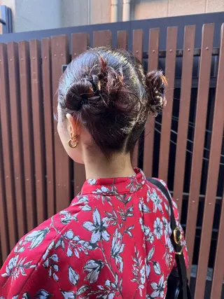 セミロング ヘアアレンジ 🎗️【ヘアセット 美眉】吉川玲🎗️のヘアスタイル