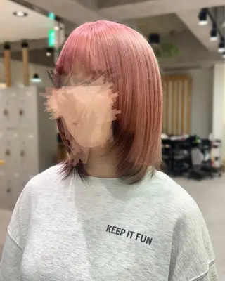 ミディアム 縮毛矯正/ブリーチ 無しWカラーのヘアスタイル