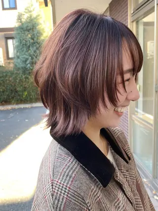ミディアム カラー ショートカット パーマ石井のヘアスタイル