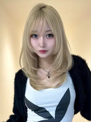 セミロング 🎀ブリーチ🎀栄 レイヤー/yukiのヘアスタイル