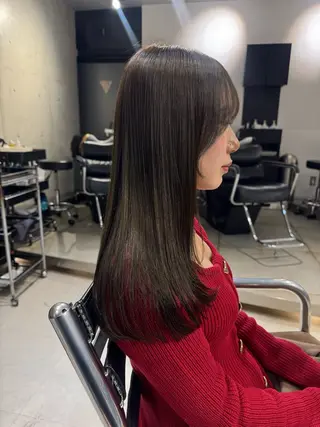 ロング カラー パーマ ヘアアレンジ 透明感/オリーブ/ グレージュ/YUKAのヘアスタイル