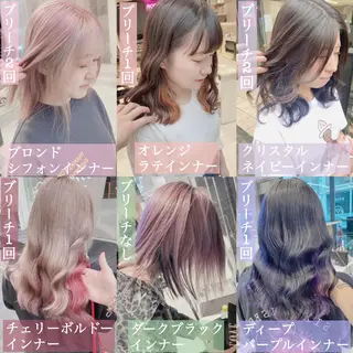 ミディアム カラー ヘアアレンジ TAKUMAブリーチ /切りっぱなし🪽のヘアスタイル
