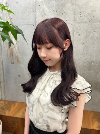 ロング カラー 🌷ラベンダーピンク 顔まわり🌷ねいろのヘアスタイル