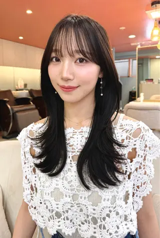 セミロング 韓国ヘア 🎀華澄のヘアスタイル