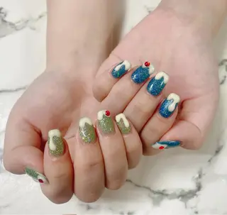 ロング カラー ネイル Q Free nailsのネイルデザイン