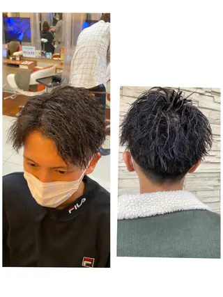 ショート パーマ メンズ 塩谷黎✨イルミナ カラーメンズパーマ✨のヘアスタイル