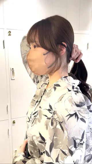 ロング 日比崚介🍀 おくれげ小顔カットのヘアスタイル
