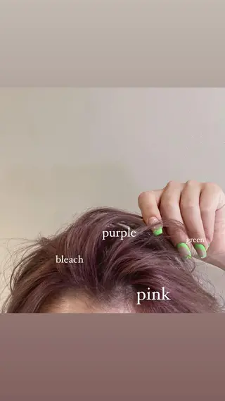 ミディアム カラー パーマ ヘアアレンジ 銀座/前髪顔まわり/ 透明感カラー/danのヘアスタイル