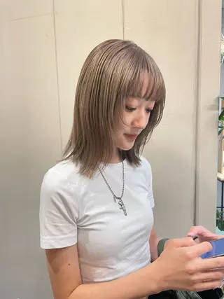 ミディアム カラー 狩野 羅夢のヘアスタイル