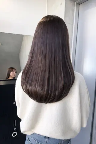 ロング カラー パーマ ヘアアレンジ 透明感/オリーブ/ グレージュ/YUKAのヘアスタイル