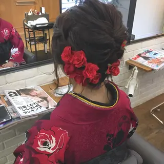 ショート ヘアアレンジ 薬院:今泉/上川美幸 ボブ/顔周りレイヤーのヘアスタイル
