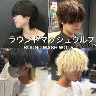 ミディアム カラー メンズ 【フェザーパーマ】 【縮毛矯正】鶴田文のヘアスタイル