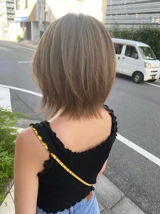 ミディアム カラー ショートカット パーマ石井のヘアスタイル