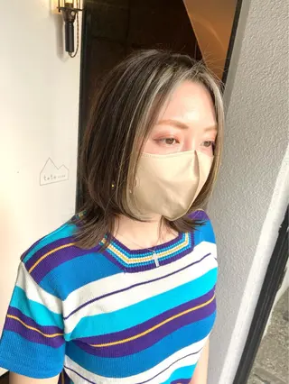 ミディアム カラー ショート/ウルフ ハイトーン/カイセイのヘアスタイル