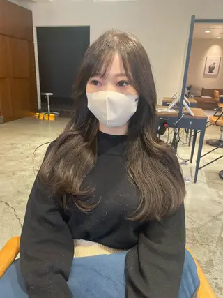 カラー のり🐼顔まわり/ 韓国/レイヤーカットのヘアスタイル