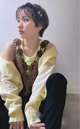 ショート ヘアアレンジ 🫧ぷる艶カラー🫧 Yuubi🦩のヘアスタイル