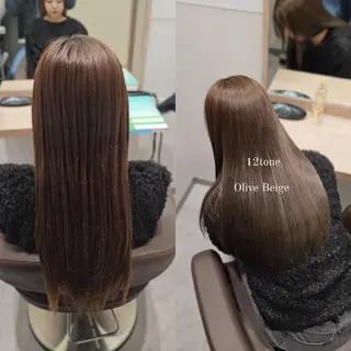 セミロング カラー 縮毛矯正をしている人 のためのカラーのヘアスタイル