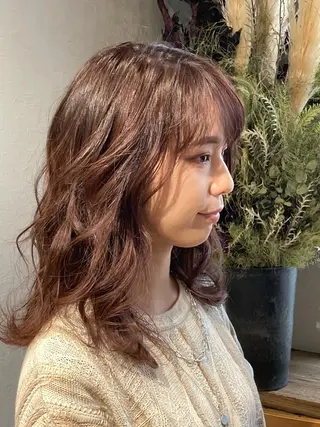 セミロング カラー 浅野 順一のヘアスタイル