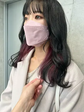 セミロング カラー ヘアアレンジ 透明感/オリーブ/ グレージュ/YUKAのヘアスタイル