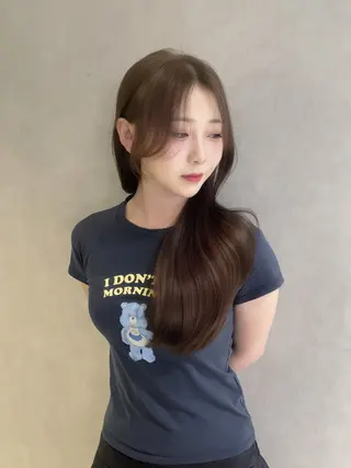 ロング カラー パーマ ヘアアレンジ 葵 韓国オタク美容師 レイヤーカットのヘアスタイル