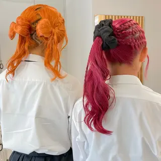 ヘアアレンジ ダブルカラー,透け カラーHINARIのヘアスタイル