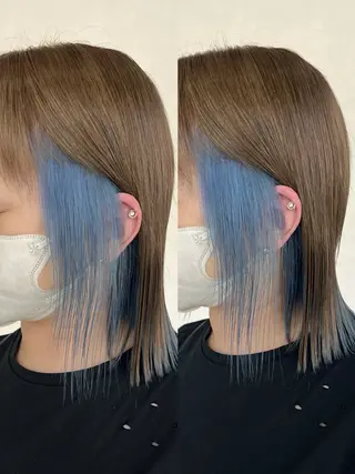 ミディアム カラー 長山 茉白のヘアスタイル