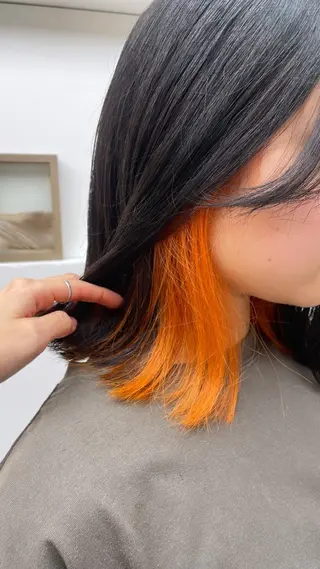 ミディアム カラー 福田千尋/インナー カラー/縮毛矯正のヘアスタイル