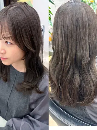 セミロング カラー 岡野 静華のヘアスタイル