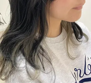 ミディアム カラー 酸性ストレート/ブリ ーチなしWカラー河本のヘアスタイル