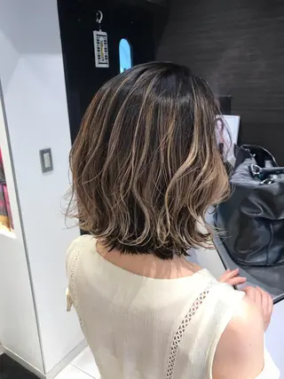 ミディアム クロスパーマ松永裕久 似合わせカットのヘアスタイル