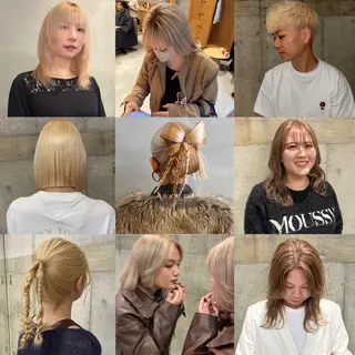 カラー ヘアアレンジ 瑠己杏 :ボブ/ ハイトーンワンカラーのヘアスタイル