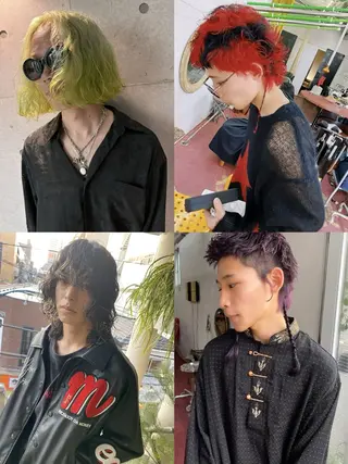 ミディアム カラー パーマ qiie/ワンカラー メンズカット/カラーのヘアスタイル