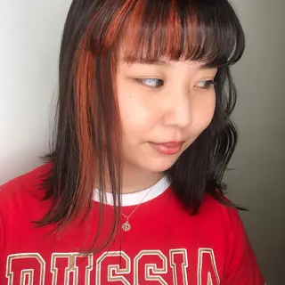 ミディアム カラー mana 暖色カラーカットのヘアスタイル
