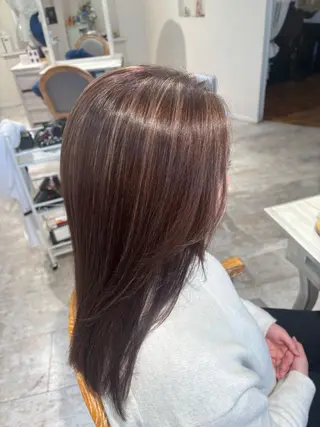 ロング カラー 推しｶﾗｰ/韓国/ ﾋﾟﾝｸ/Renonのヘアスタイル