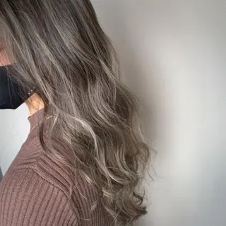 セミロング カラー ヘアアレンジ 松井那津子 /ハイライトブリーチのヘアスタイル